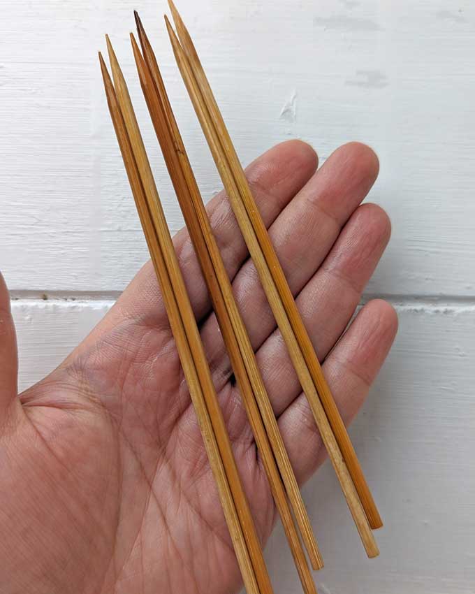 aerial shot of bamboo skewers