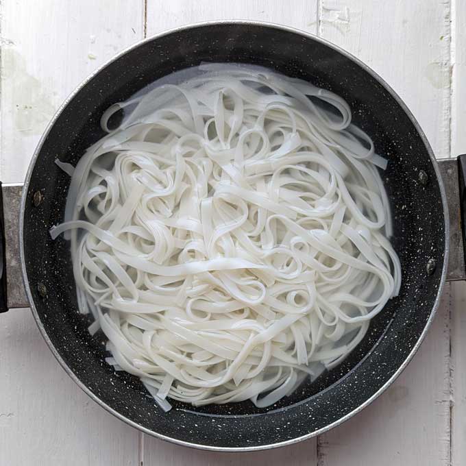 Rice Noodles soaked in water