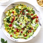 aerial shot of kosambir salad in a white bowl