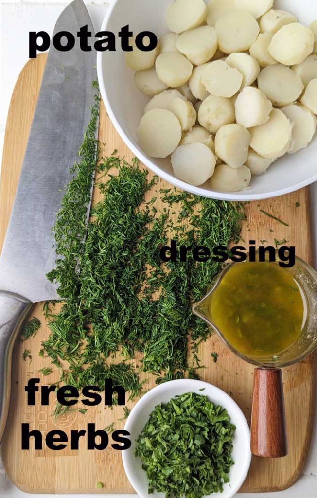 ingredients for herbed potato salad