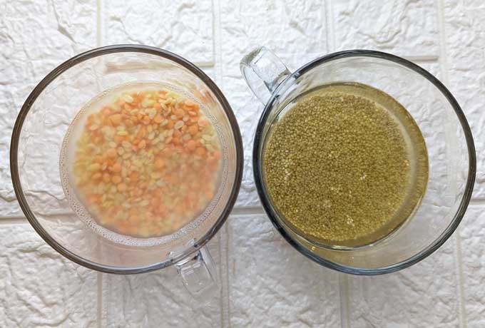 soaked millets and lentils