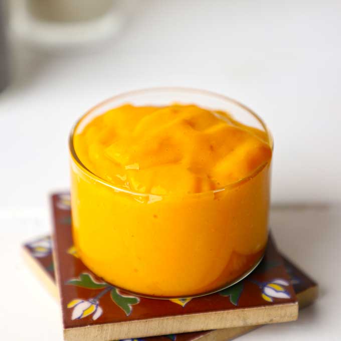 mango puree in a glass bowl