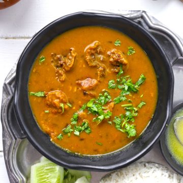 aerial shot of Pahadi badi in a black serving bowl