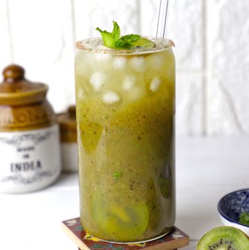 side shot of kiwi panna in a glass