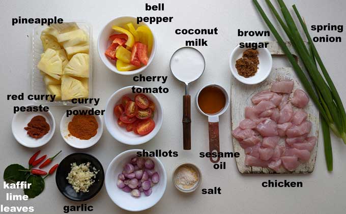 ingredients for pineapple chicken curry
