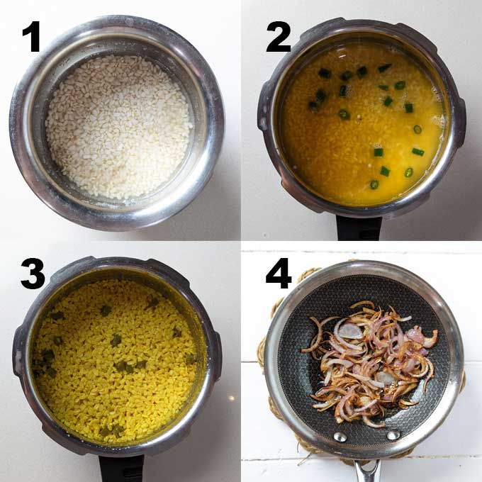 collage of urad dal cooking steps