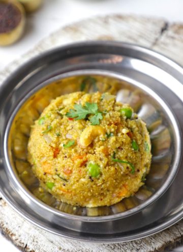 side shot of khara bath in a stainless steel bowl