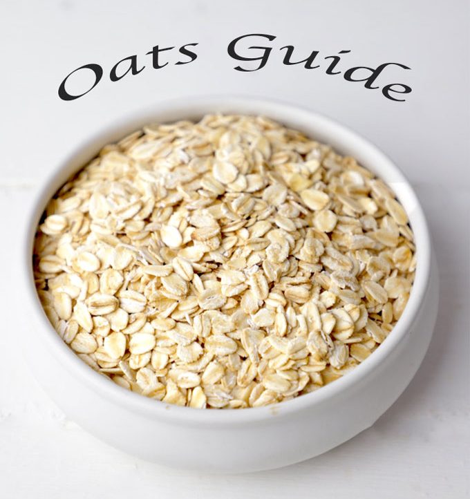 side shot of rolled oats in a white ceramic bowl