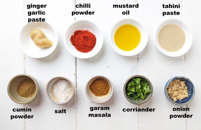 ingredients for grilled paneer marinade