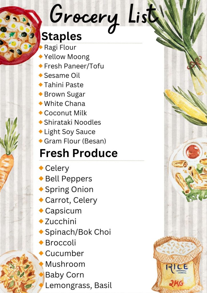 grocery list for dinner meal plan