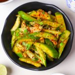aerial shot of vegan peanut butter cucumber salad - 8