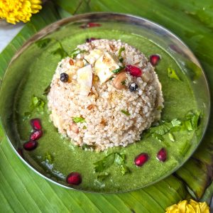 side close up shot of samak rice upma for Navratri