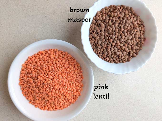 العدس البني والوردي