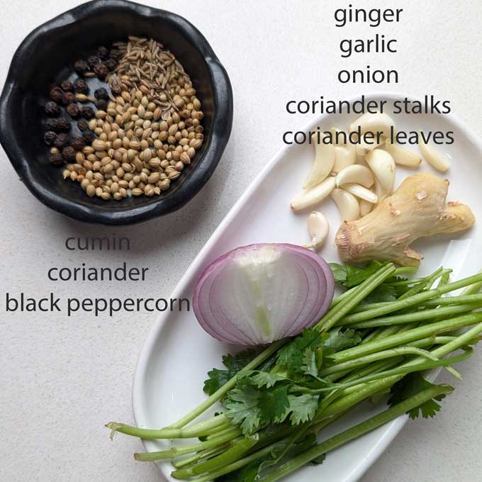ingredients for green curry paste
