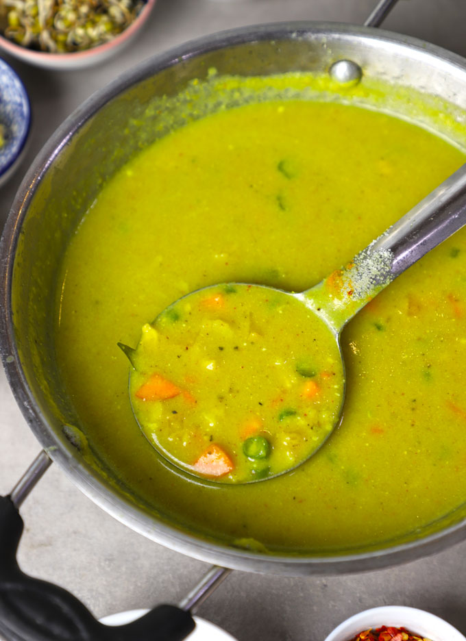 side close up shot of khao suey soup