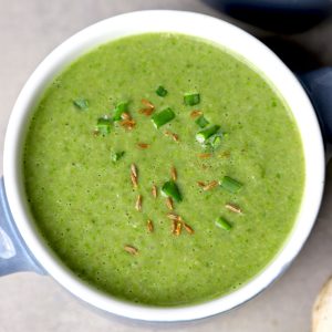 aerial shot of mushroom spinach soup in a bowl. - 8