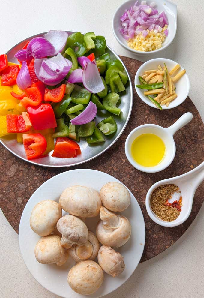 ingredients for mushroom pepper fry - 2