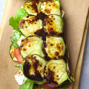 aerial shot of low carb zucchini wrap on a platter. - 8