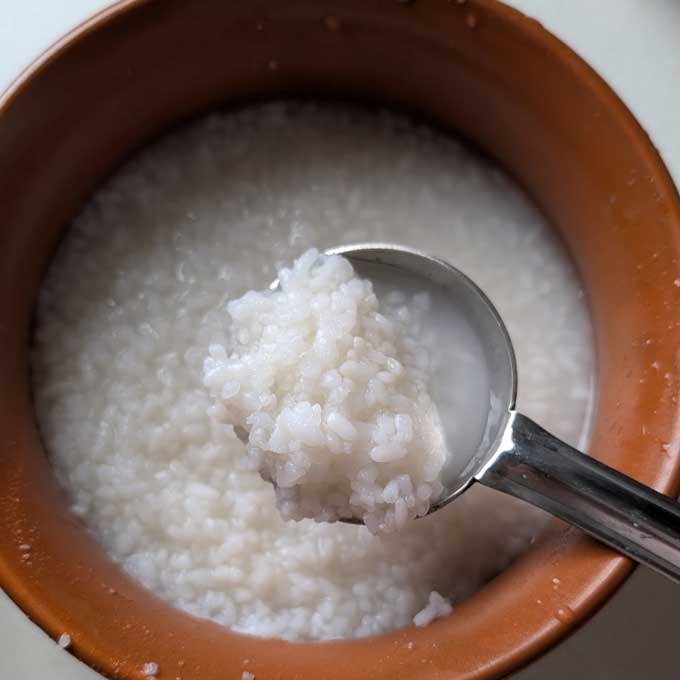 mashing rice for kanji.