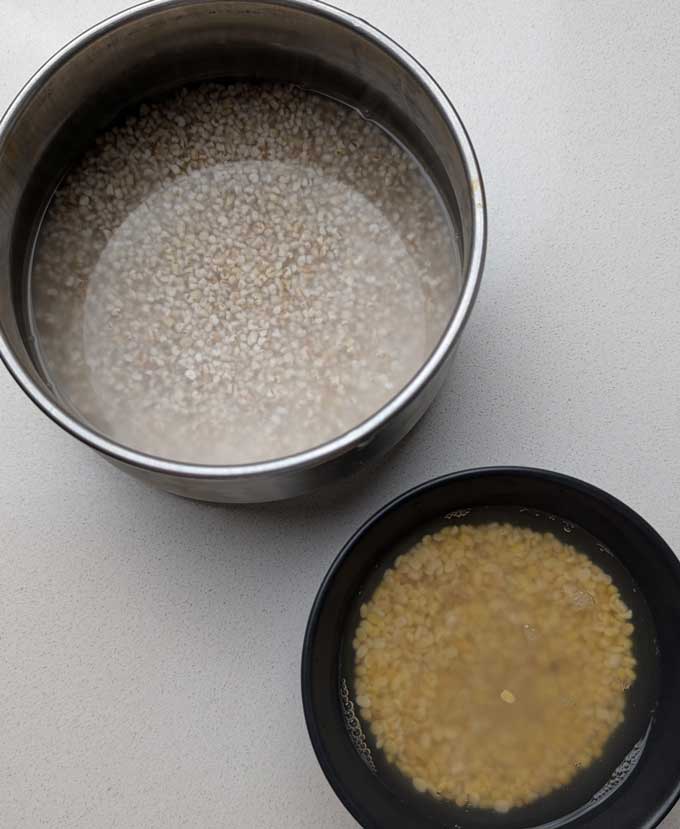 soaking barley and moong for khichdi
