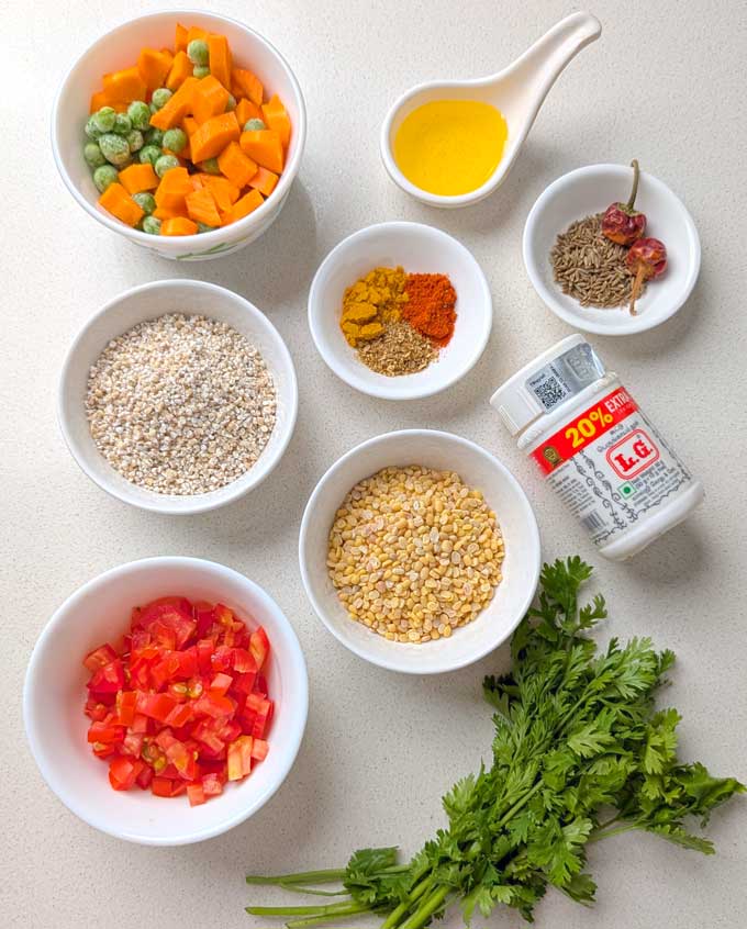 ingredients for barley khichdi