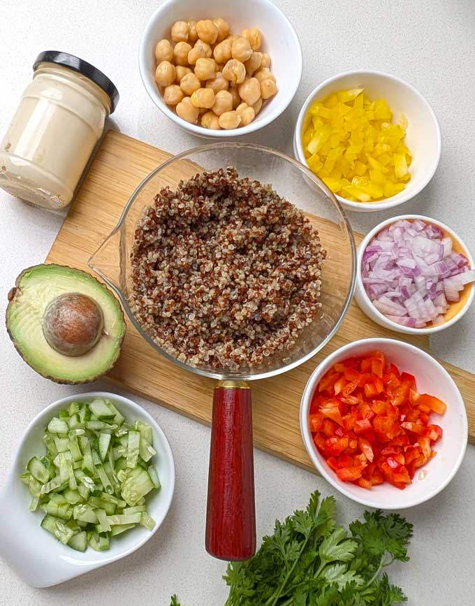 ingredients for quinoa salad.