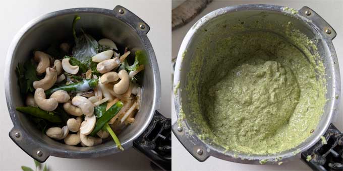 making green paste for Andhra chilli