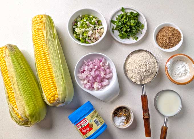 ingredients for gluten free corn fritters.