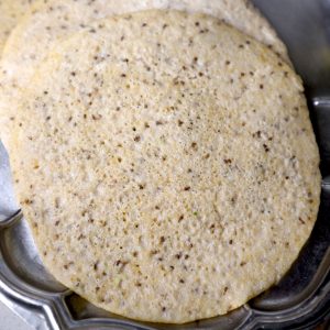 aerial shot of oats wrap stacked in a platter.