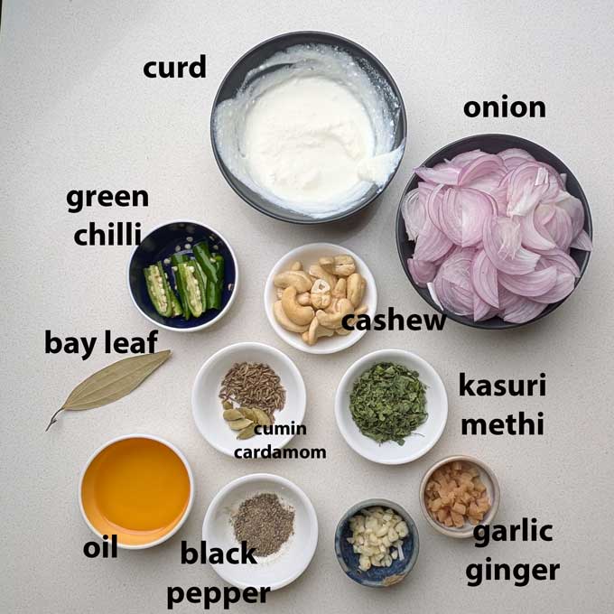 ingredients for chicken kali mirch.