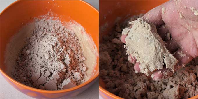 making dough for jowar cookies.
