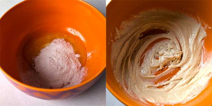 whisking ghee and sugar