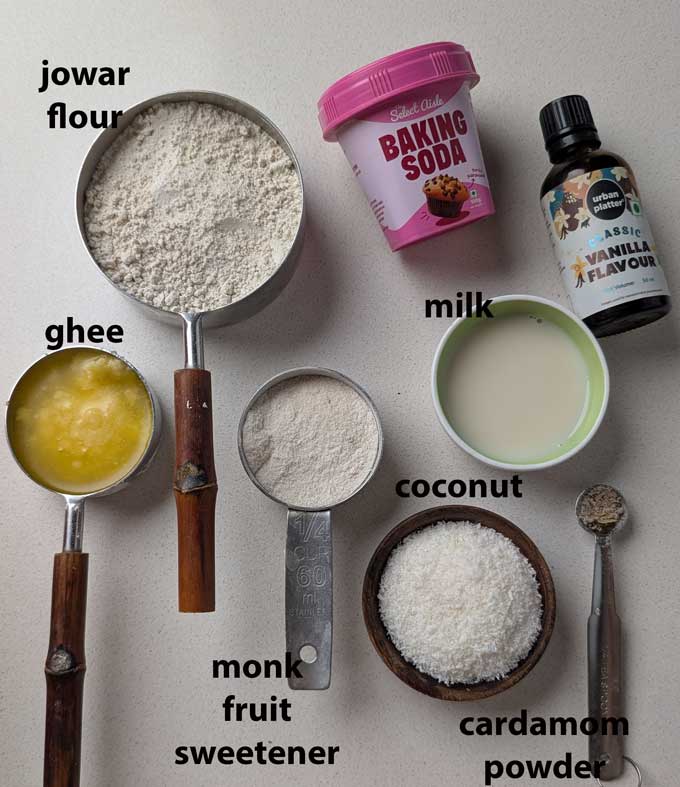 ingredients for jowar cookies.